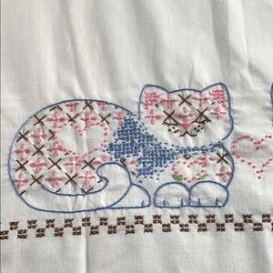 Cat embroidered pillow cases
